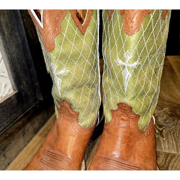 Twisted X RARE Peanut Leather Foot/Olive Stock (Men Sz 9D/10.5 Woman) - Picture 5 of 11